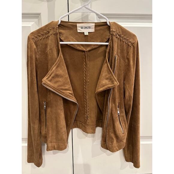 BB Dakota Suede Moto Jacket. Size: Small Color: Brown - Picture 3 of 5